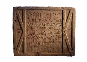 Inscription on a Roman army post, Yotvata, southern Negev, Israel, c.297-303 AD by Roman
